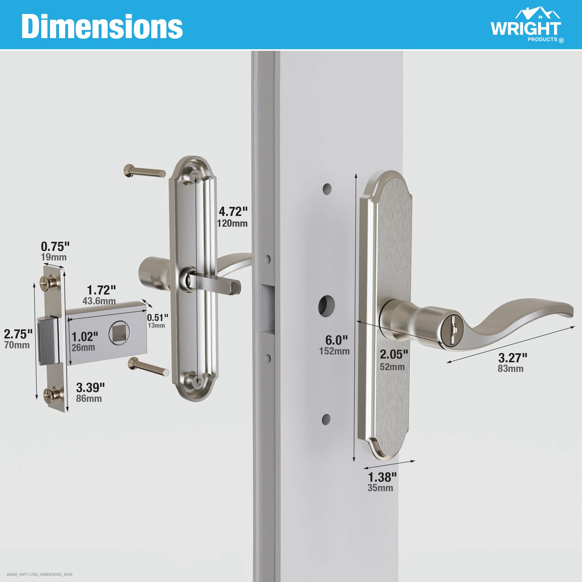 Wright Products Serenade Mortise Lever Set with Built-in Keyed